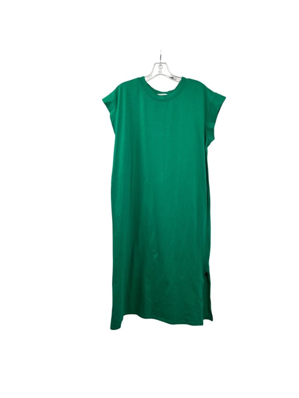 Zenena Midi T-Shirt Dress Cap Sleeve Green Womens Size Large Slits